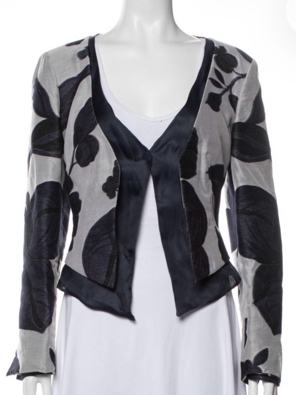 Giorgio Armani Navy & Grey Appliqué Jacket Sz 8, IT 44